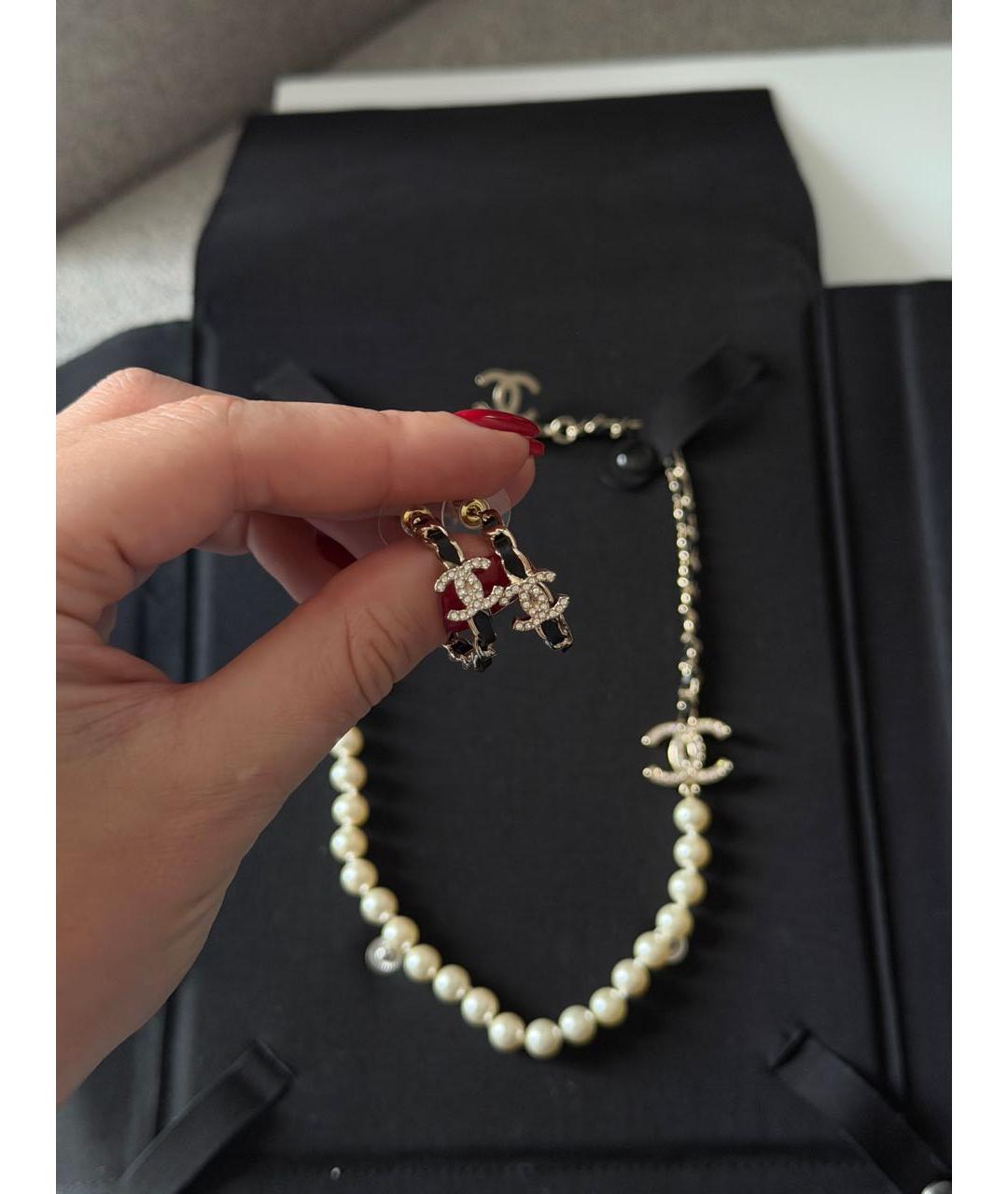 CHANEL Черные металлические серьги, фото 7