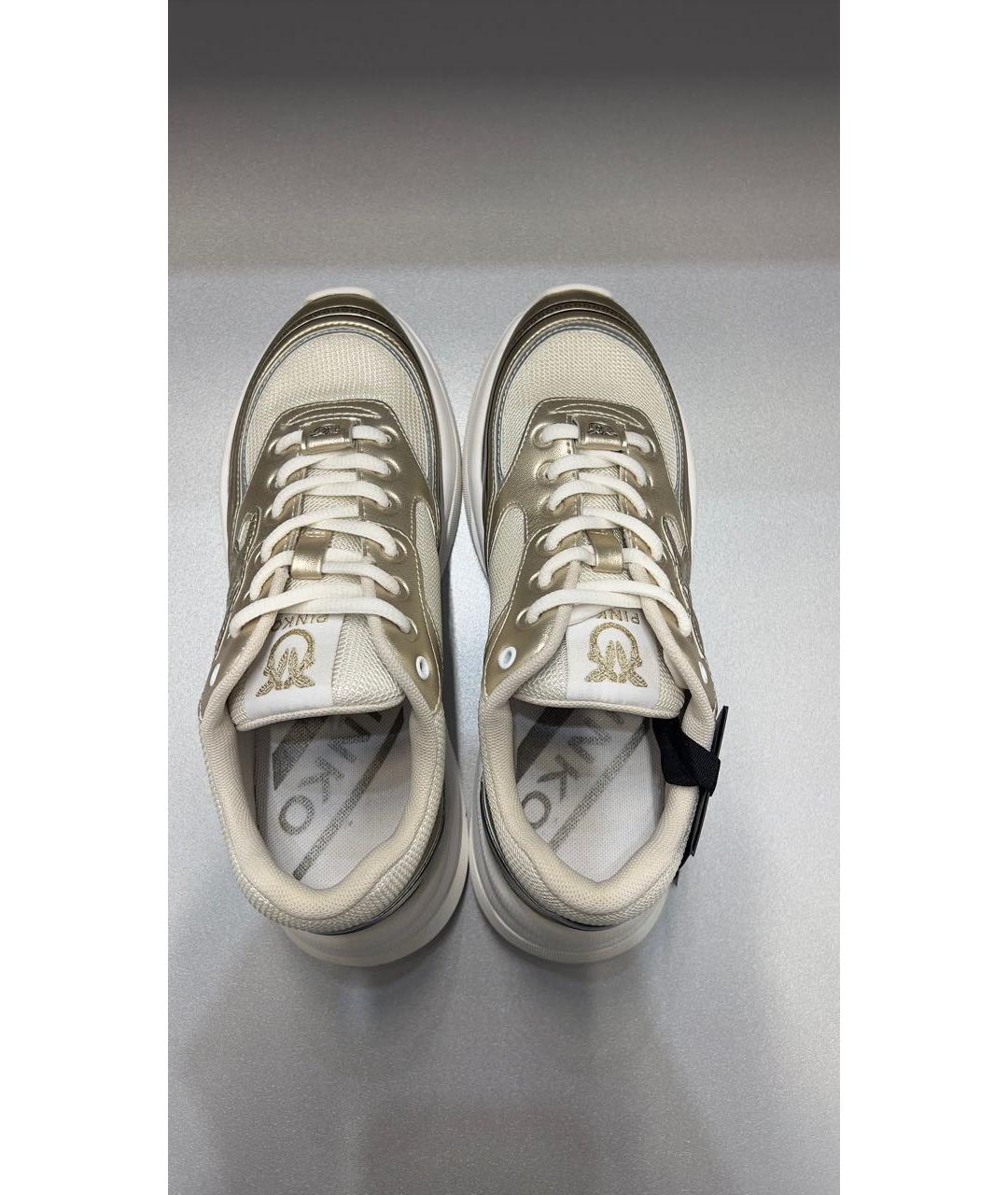 PINKO Золотые кожаные кроссовки, фото 3