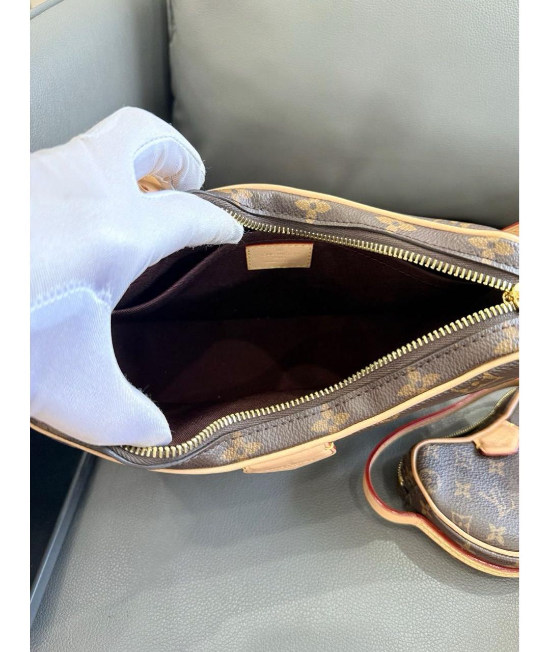 LOUIS VUITTON Коричневая кожаная сумка через плечо, фото 7