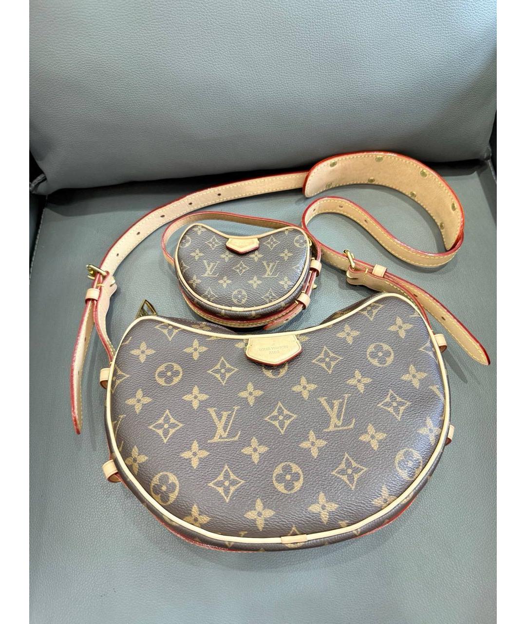 LOUIS VUITTON Коричневая кожаная сумка через плечо, фото 8