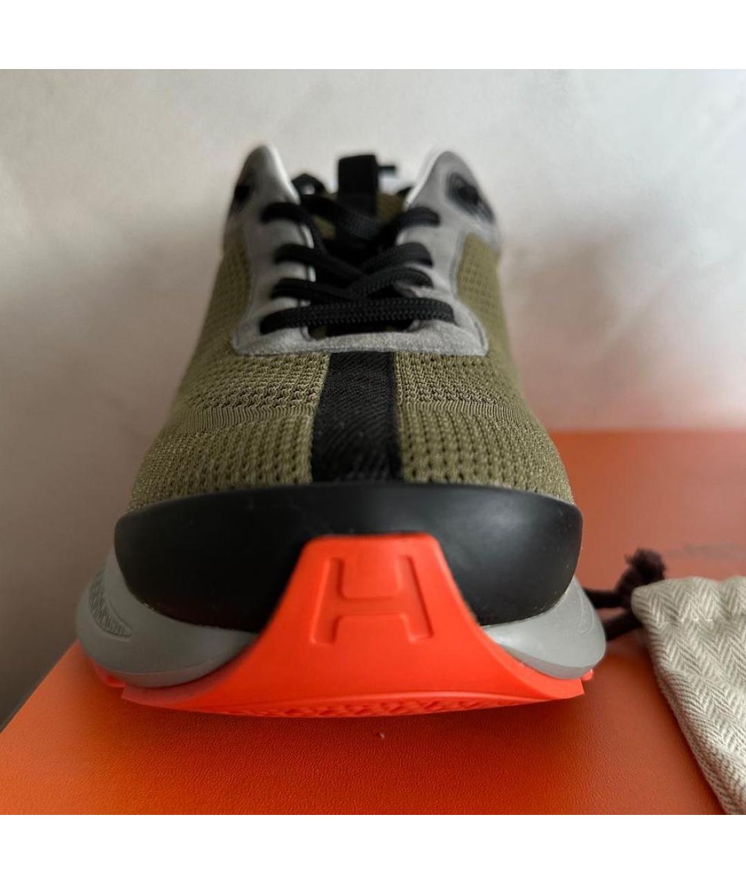 HERMES Хаки низкие кроссовки / кеды, фото 6