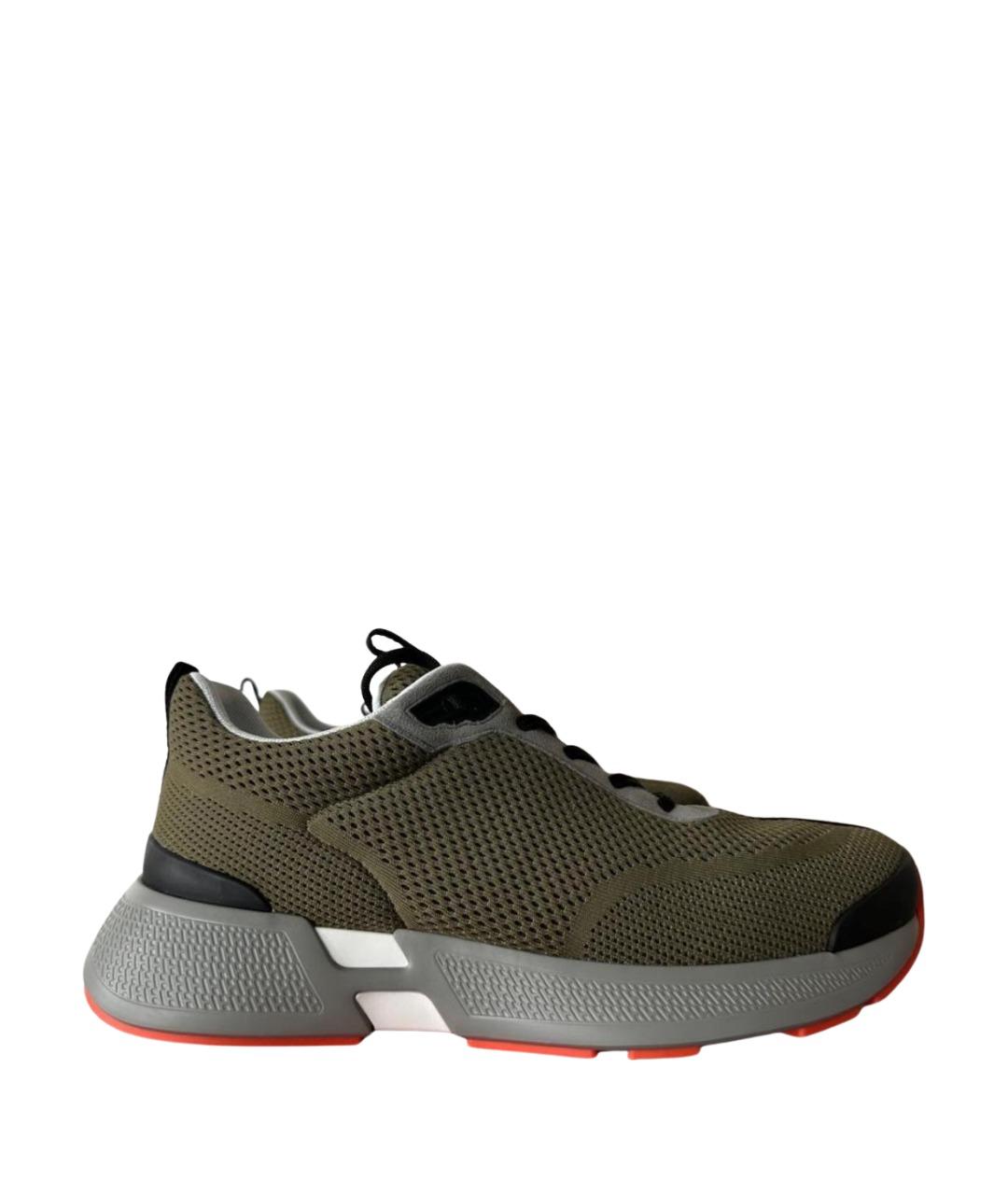 HERMES Хаки низкие кроссовки / кеды, фото 1