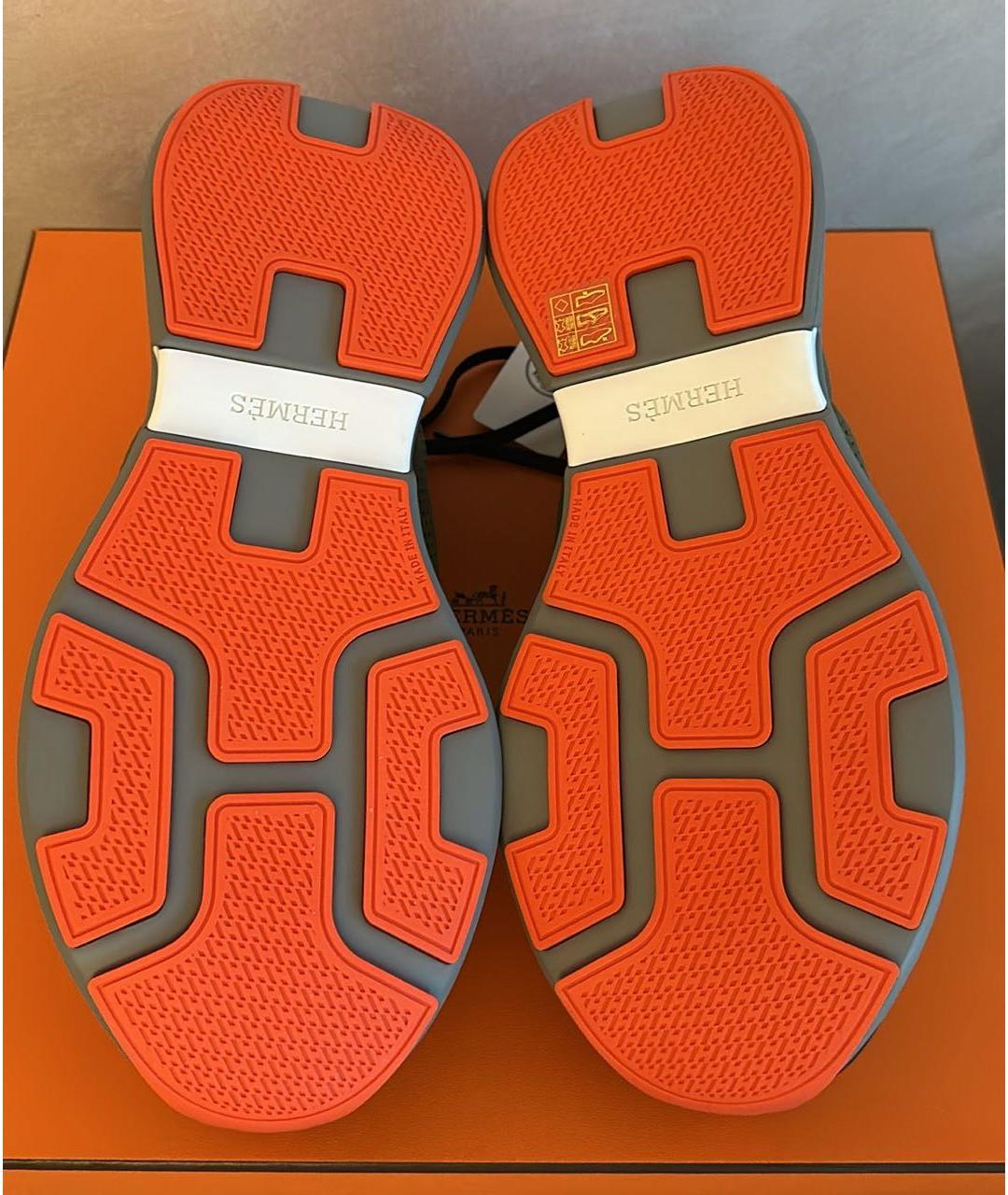 HERMES Хаки низкие кроссовки / кеды, фото 7