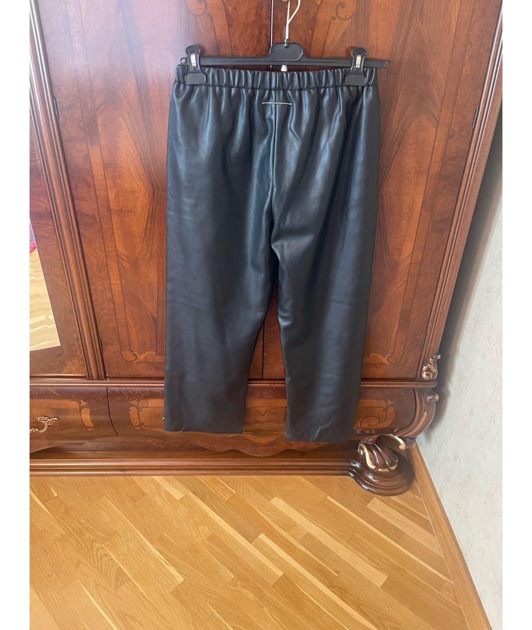MAISON MARGIELA Черные кожаные прямые брюки, фото 2