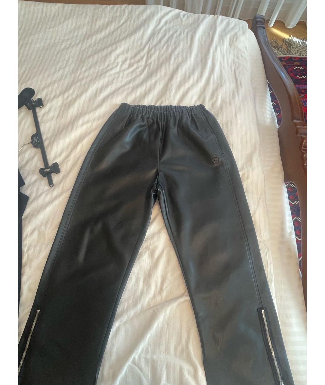 MAISON MARGIELA Черные кожаные прямые брюки, фото 5