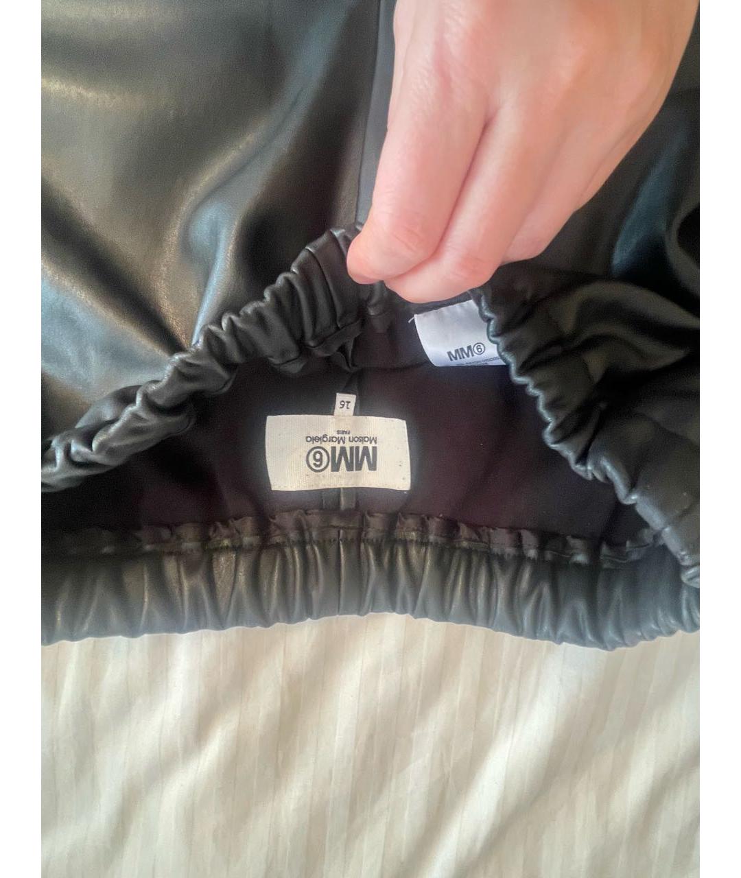 MAISON MARGIELA Черные кожаные прямые брюки, фото 3