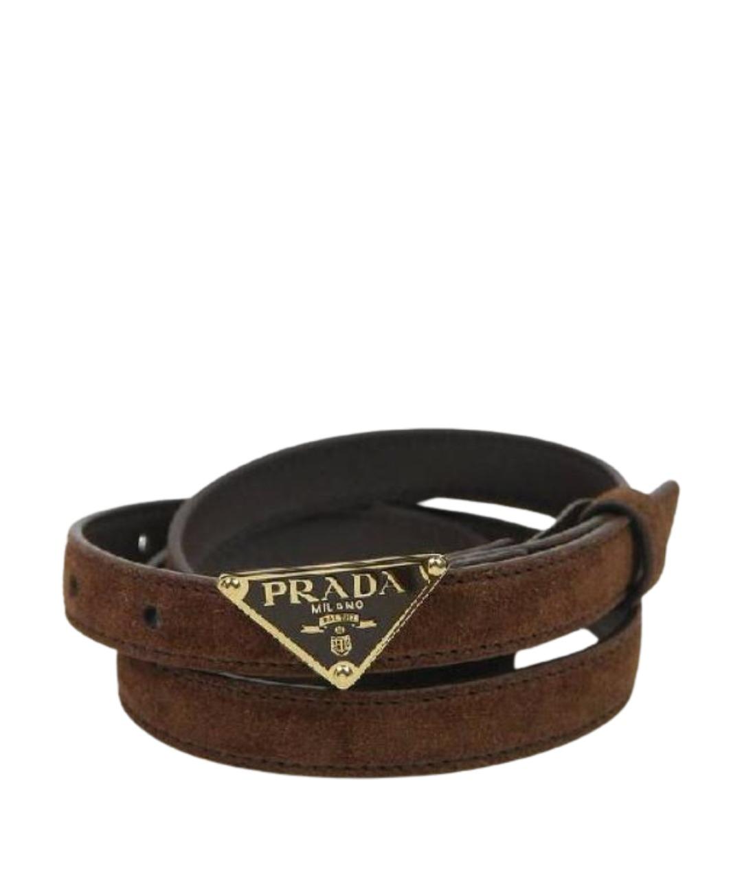PRADA Коричневый замшевый ремень, фото 1