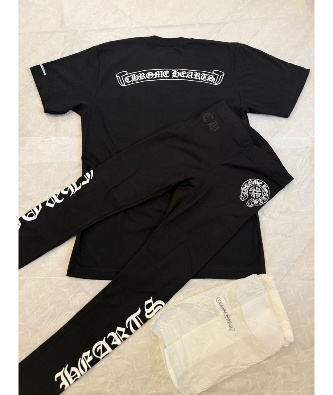 CHROME HEARTS Черные хлопко-эластановые леггинсы и велосипедки, фото 2