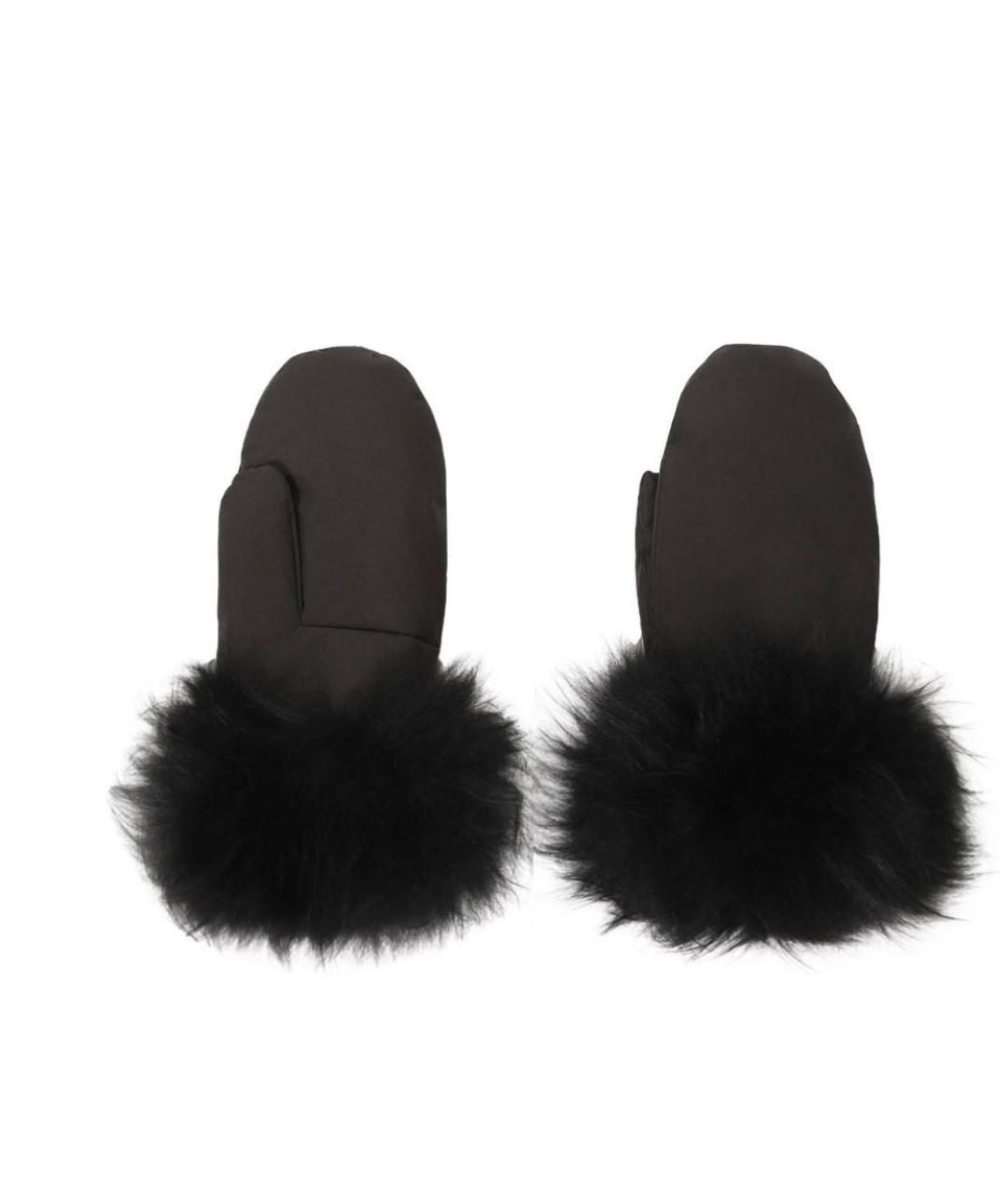 YVES SALOMON Черные синтетические варежки, фото 1