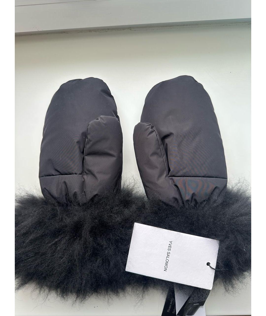 YVES SALOMON Черные синтетические варежки, фото 3