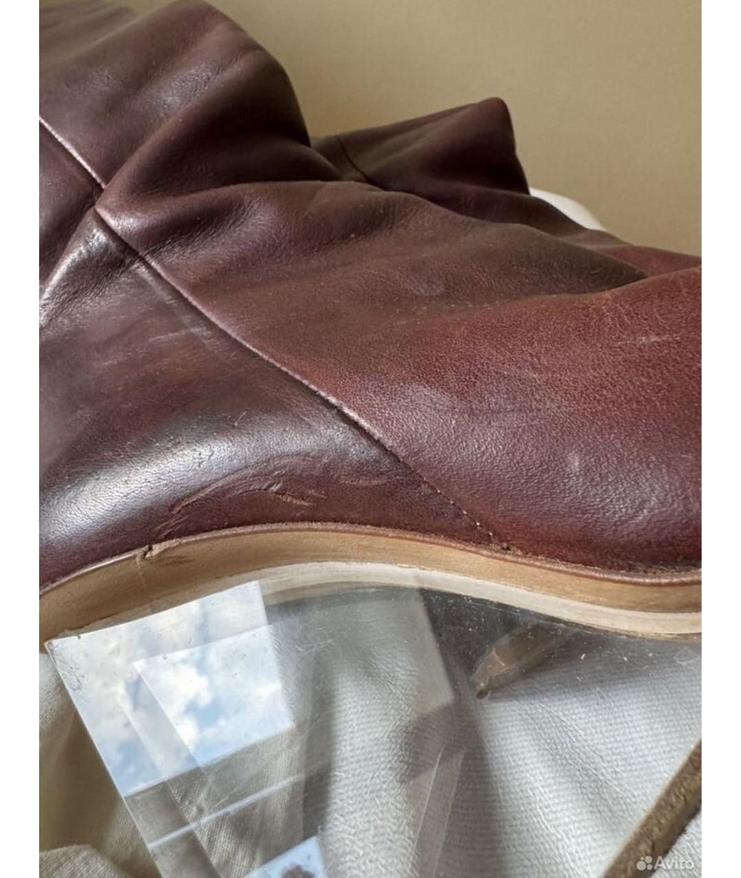 MM6 MAISON MARGIELA Бордовые кожаные сапоги, фото 3