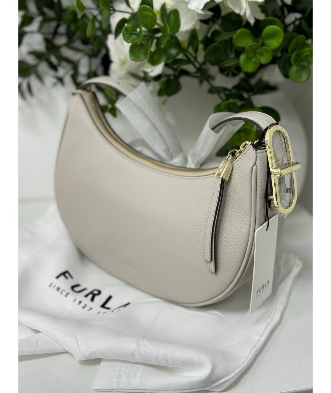 FURLA Серая кожаная сумка на плечо, фото 5