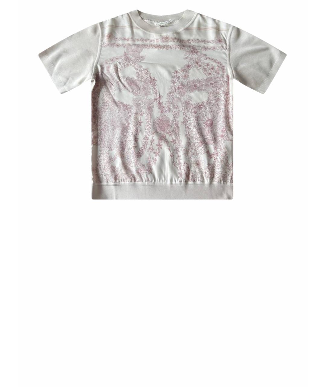 HERMES Розовая шелковая футболка, фото 1