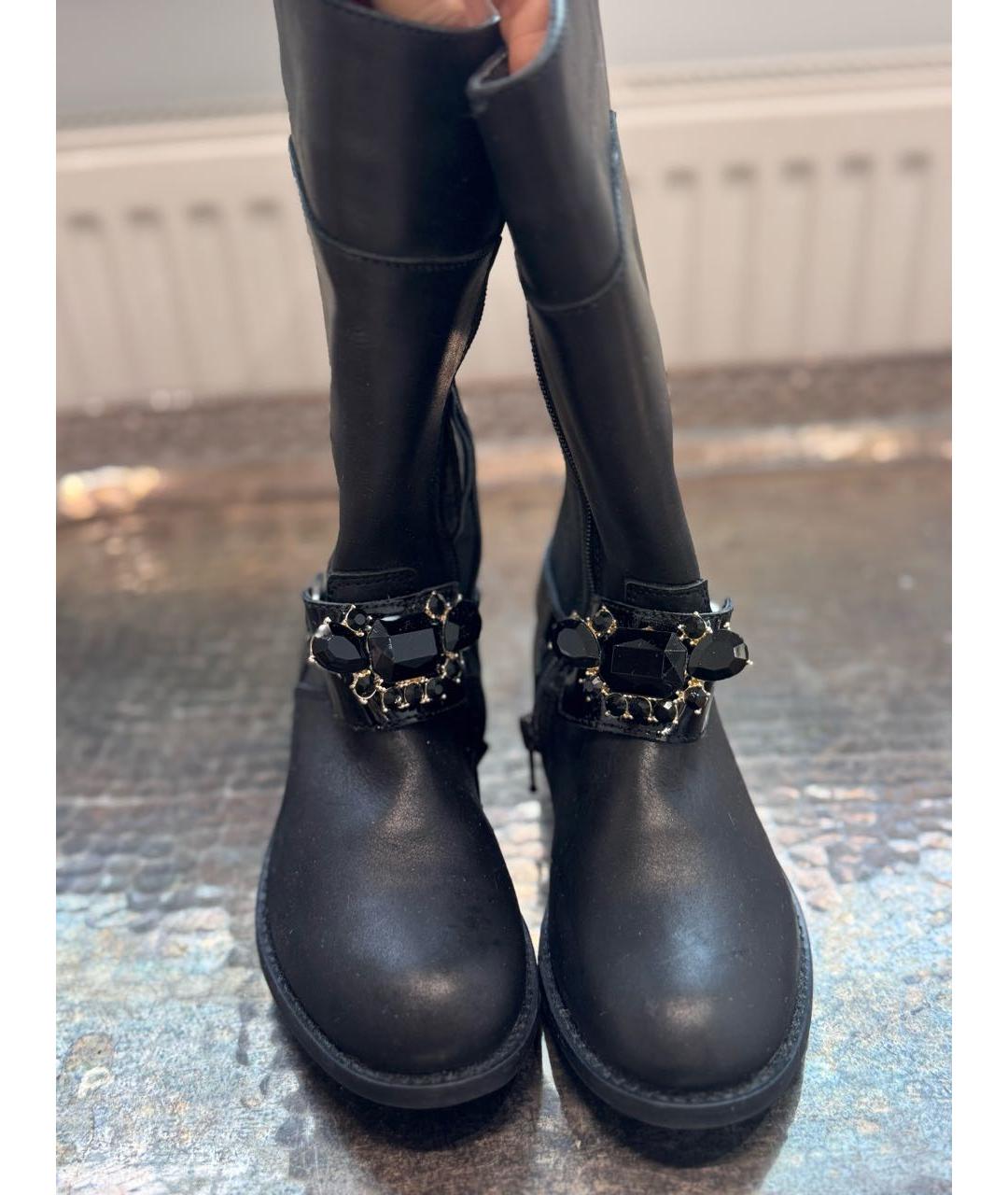 MONNALISA Черные кожаные сапоги, фото 5