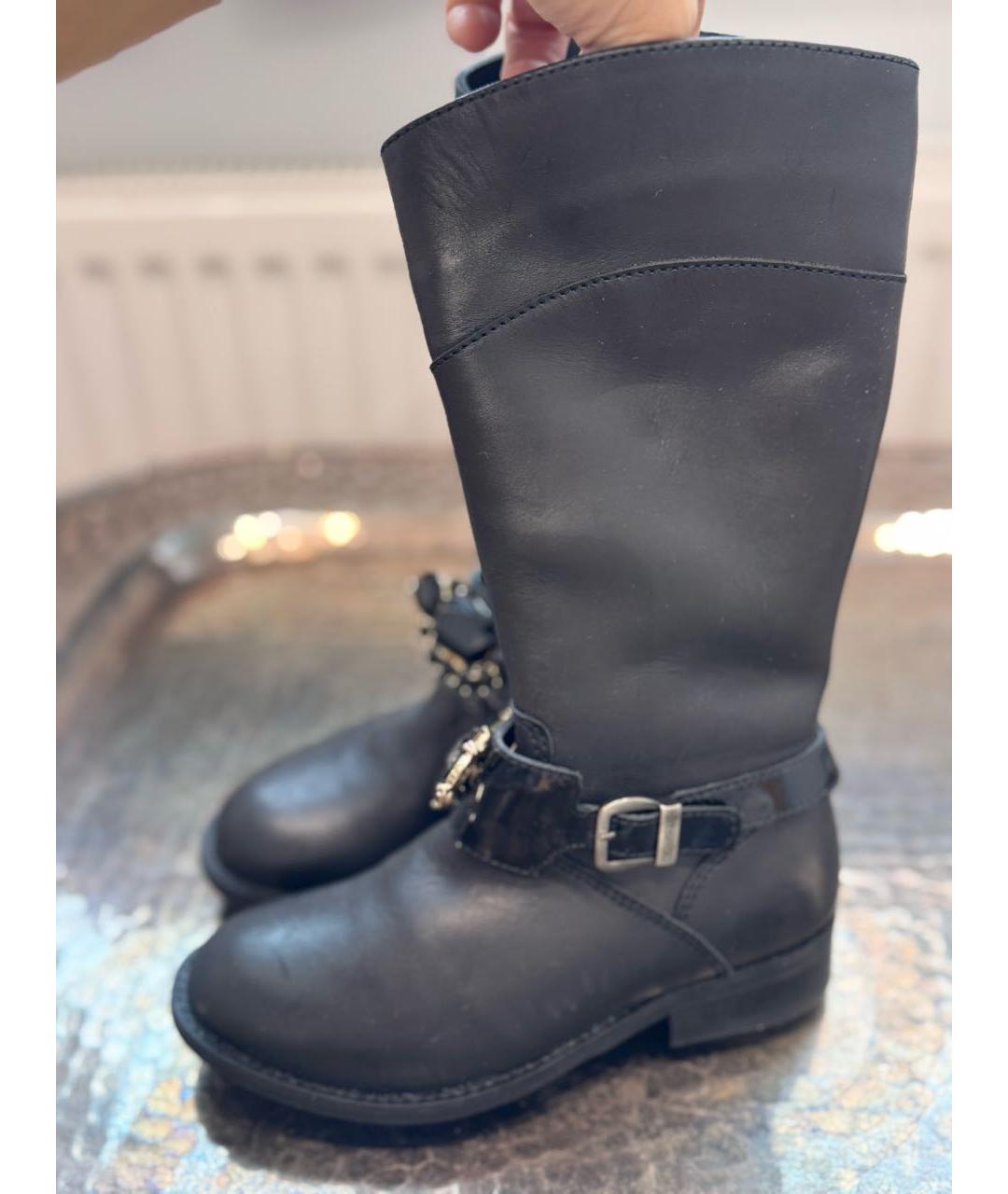 MONNALISA Черные кожаные сапоги, фото 4