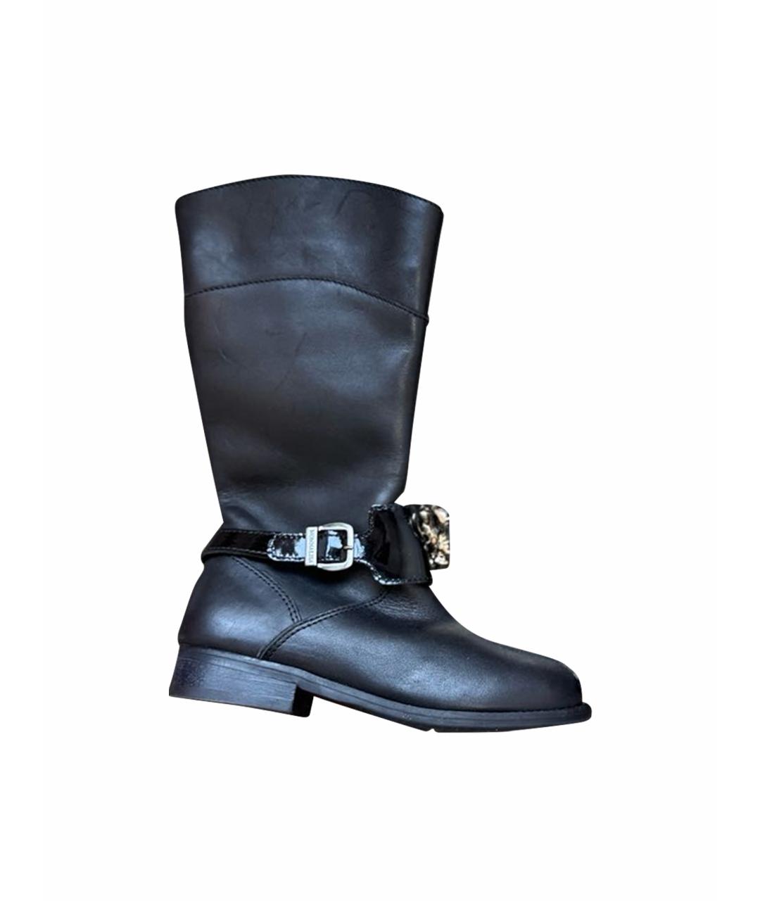 MONNALISA Черные кожаные сапоги, фото 1