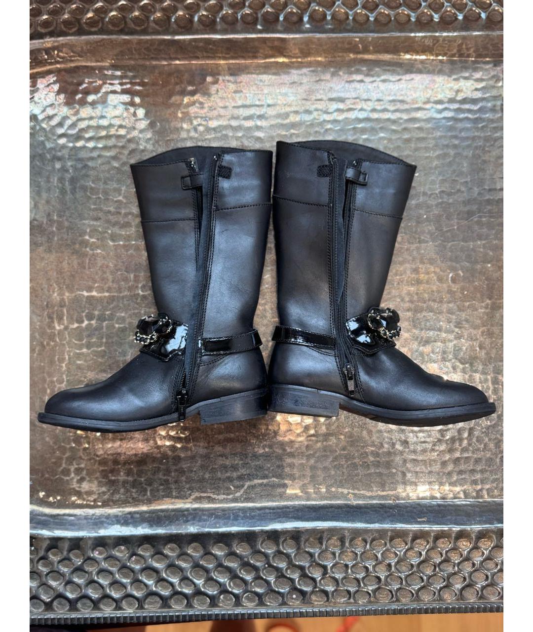 MONNALISA Черные кожаные сапоги, фото 2