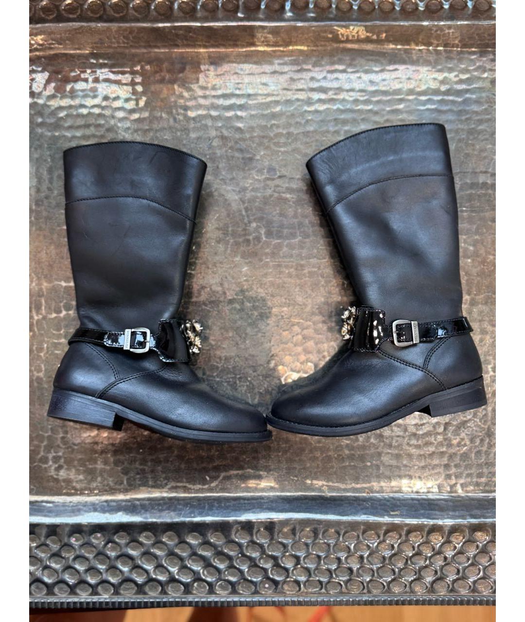 MONNALISA Черные кожаные сапоги, фото 6