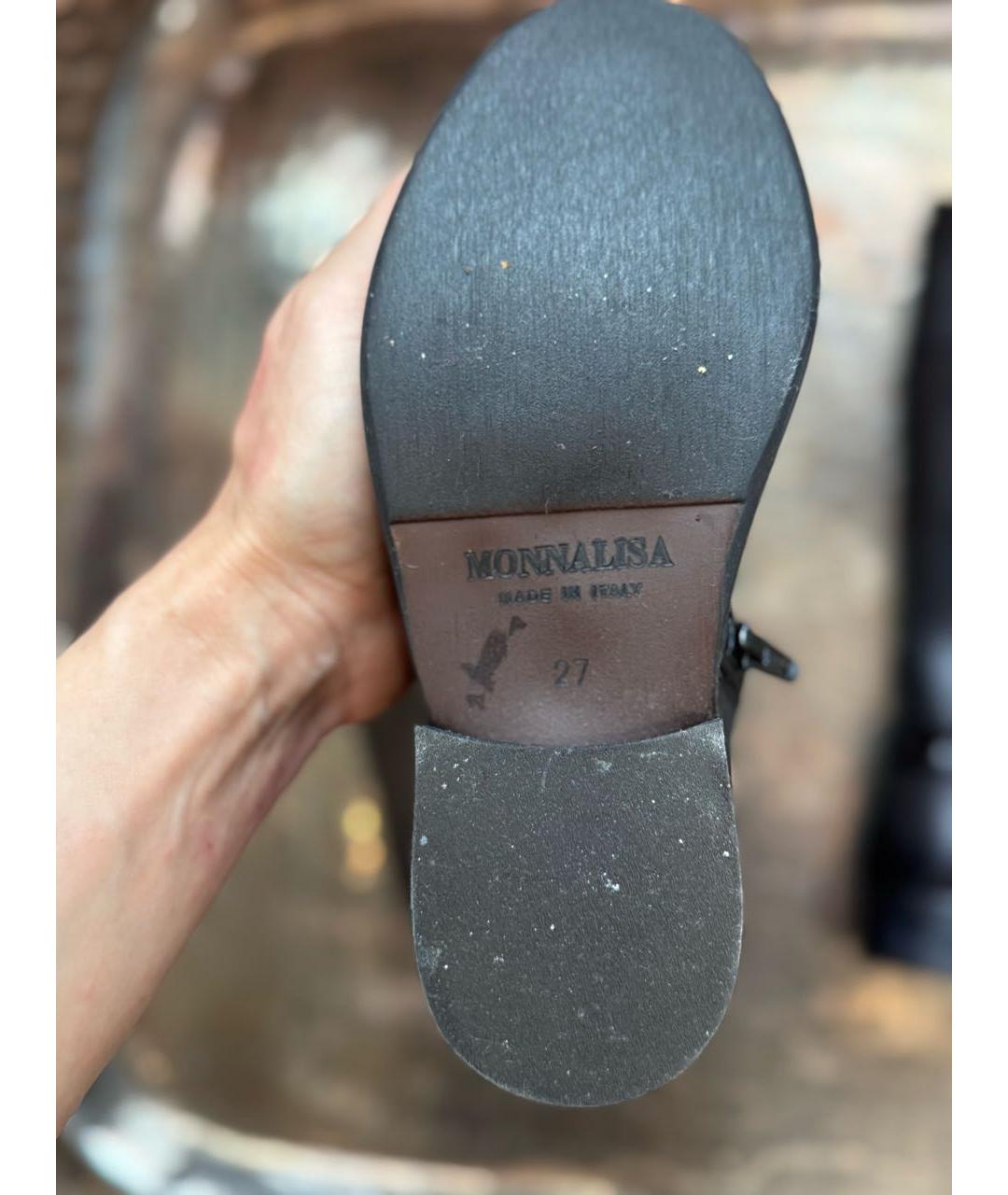 MONNALISA Черные кожаные сапоги, фото 3