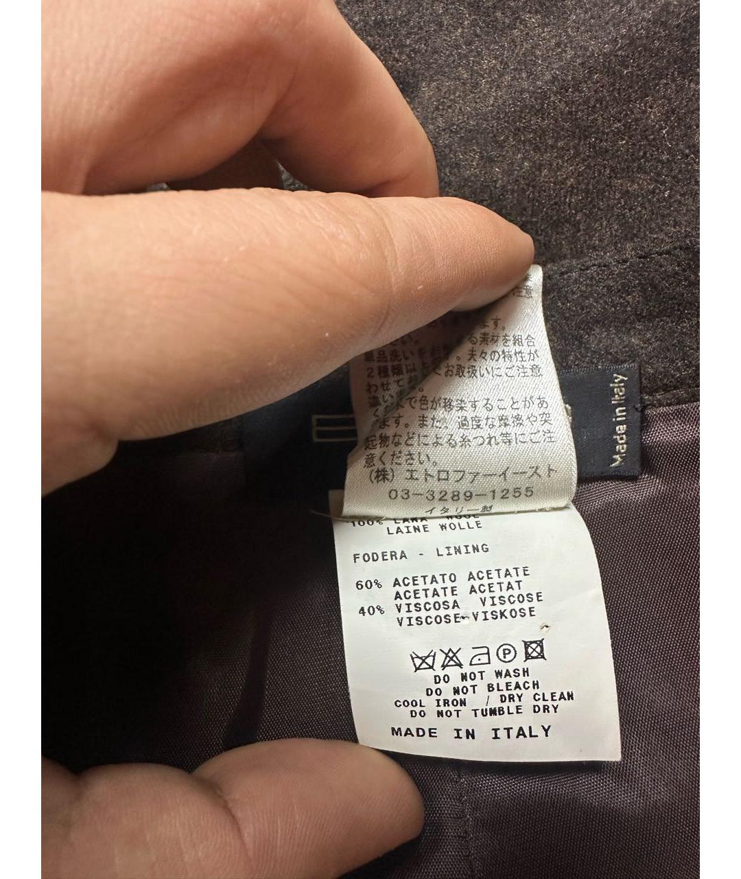 ETRO Коричневая шерстяная юбка миди, фото 7