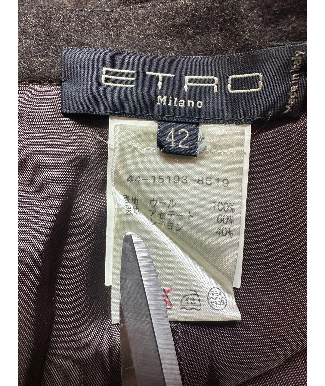 ETRO Коричневая шерстяная юбка миди, фото 6