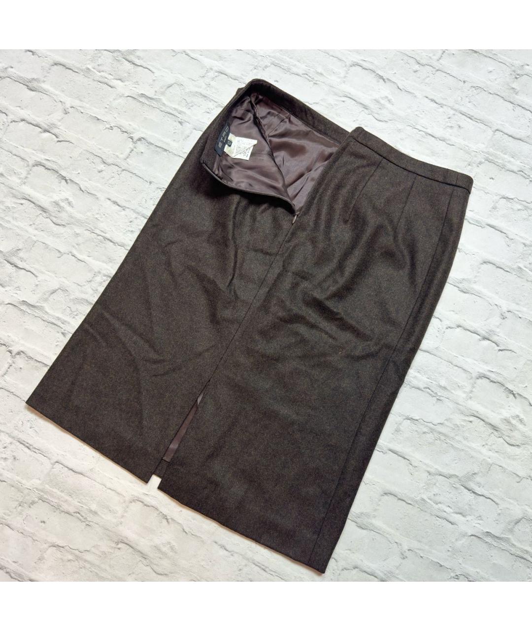 ETRO Коричневая шерстяная юбка миди, фото 4