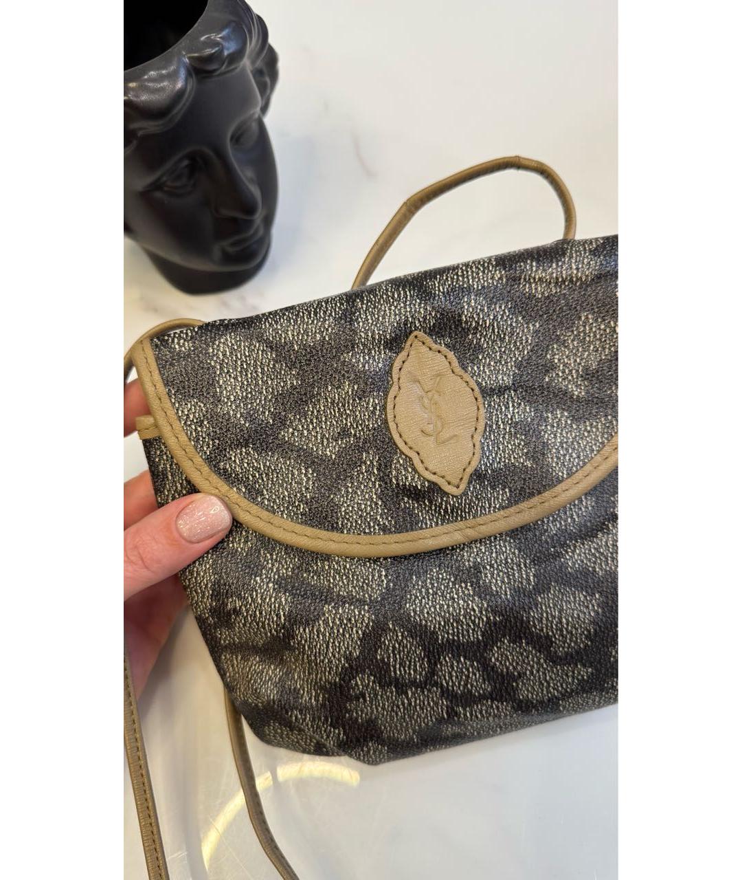 SAINT LAURENT Бежевая кожаная сумка через плечо, фото 6