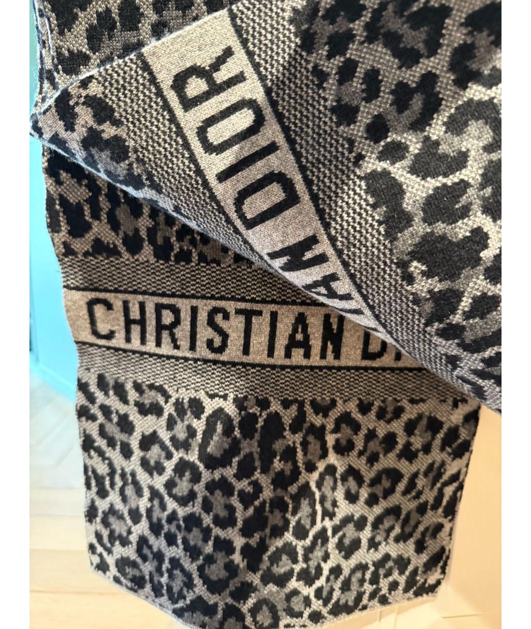 CHRISTIAN DIOR Коричневый кашемировый шарф, фото 4