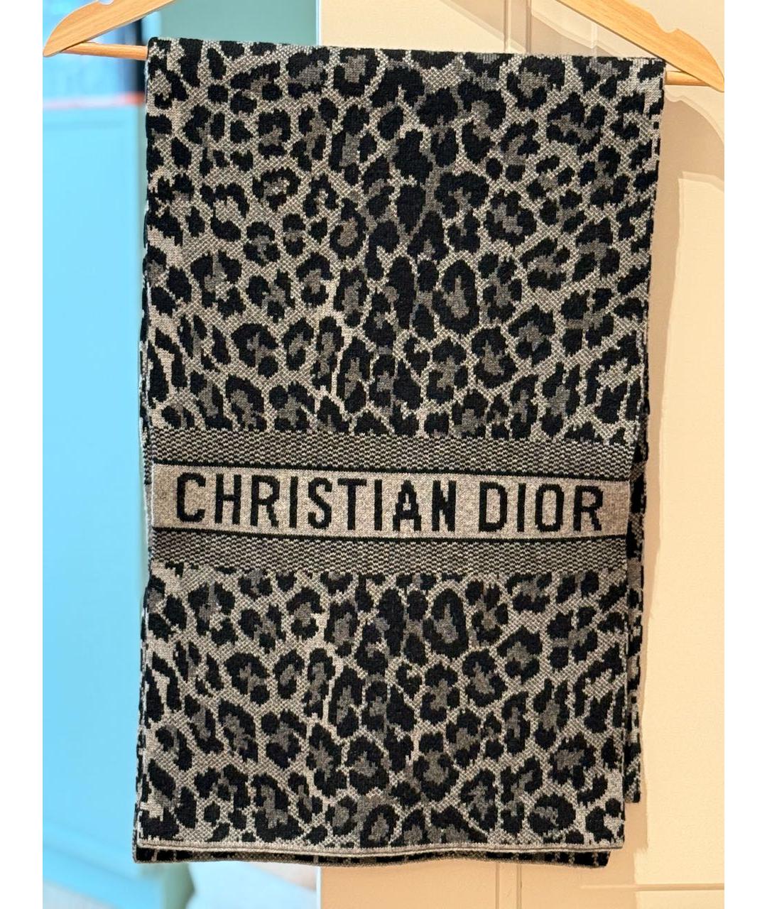 CHRISTIAN DIOR Коричневый кашемировый шарф, фото 5