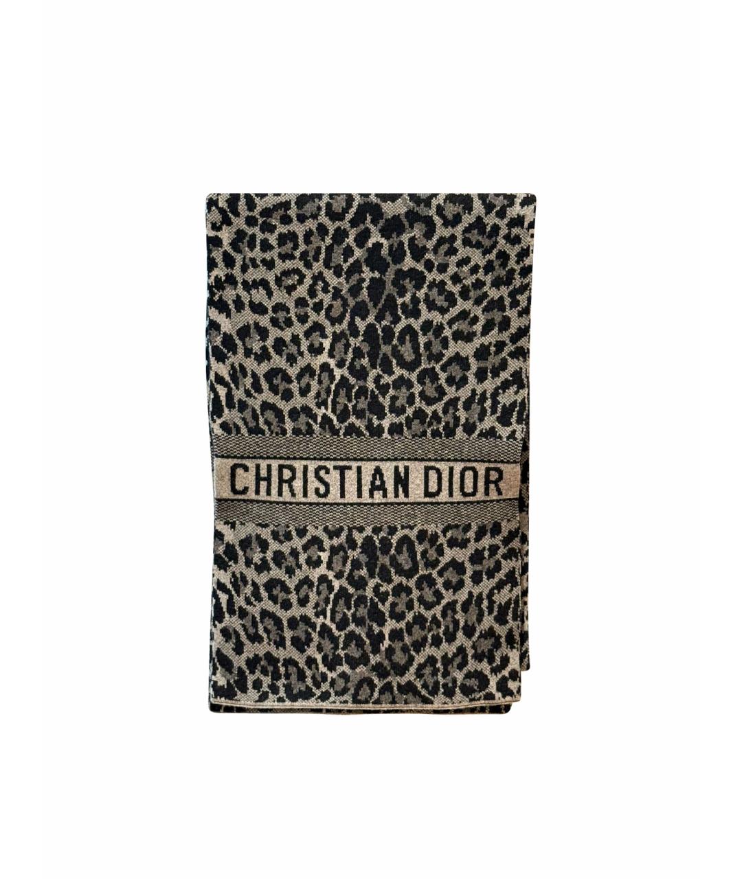 CHRISTIAN DIOR Коричневый кашемировый шарф, фото 1