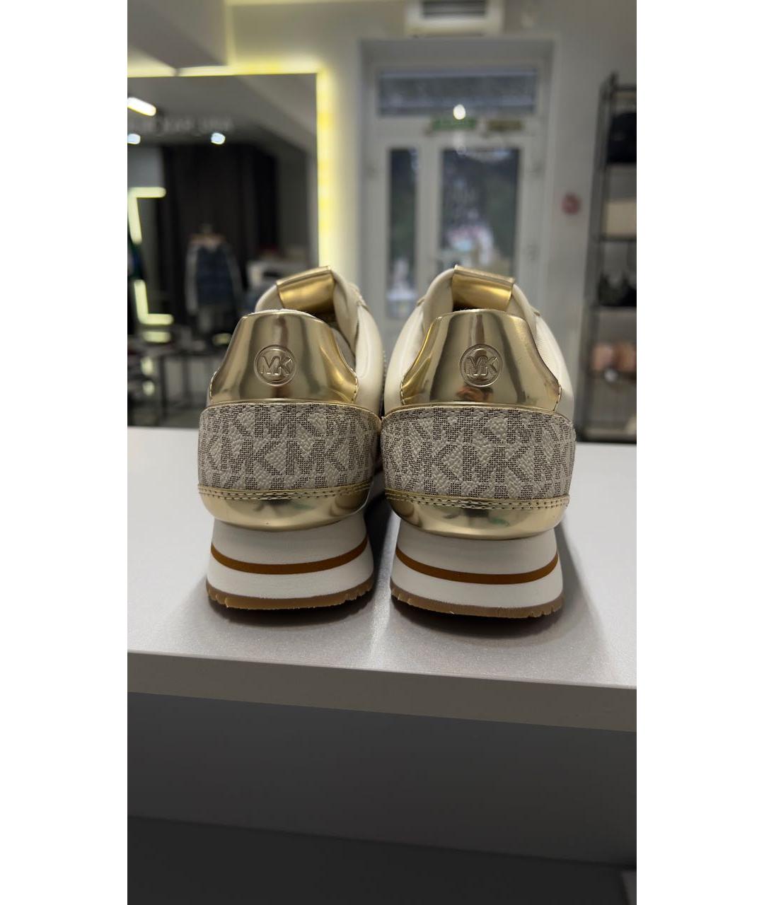 MICHAEL KORS Бежевые кожаные кроссовки, фото 4