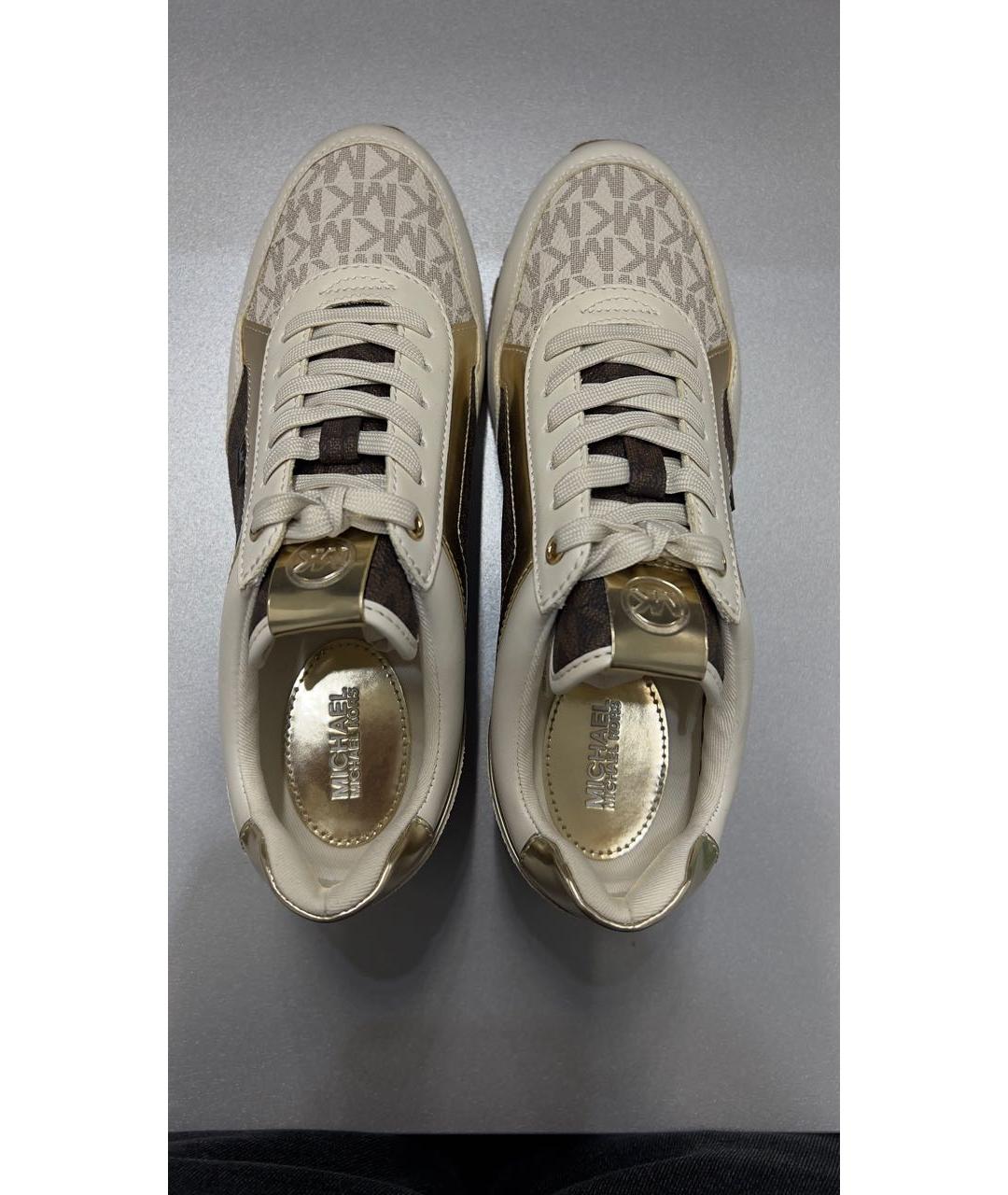 MICHAEL KORS Бежевые кожаные кроссовки, фото 3
