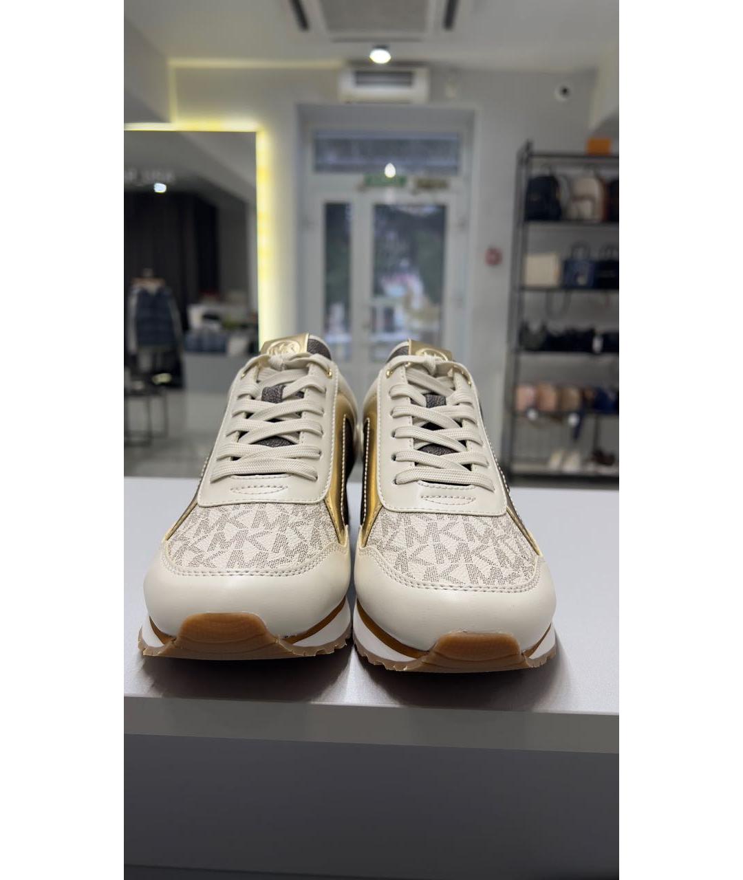 MICHAEL KORS Бежевые кожаные кроссовки, фото 2