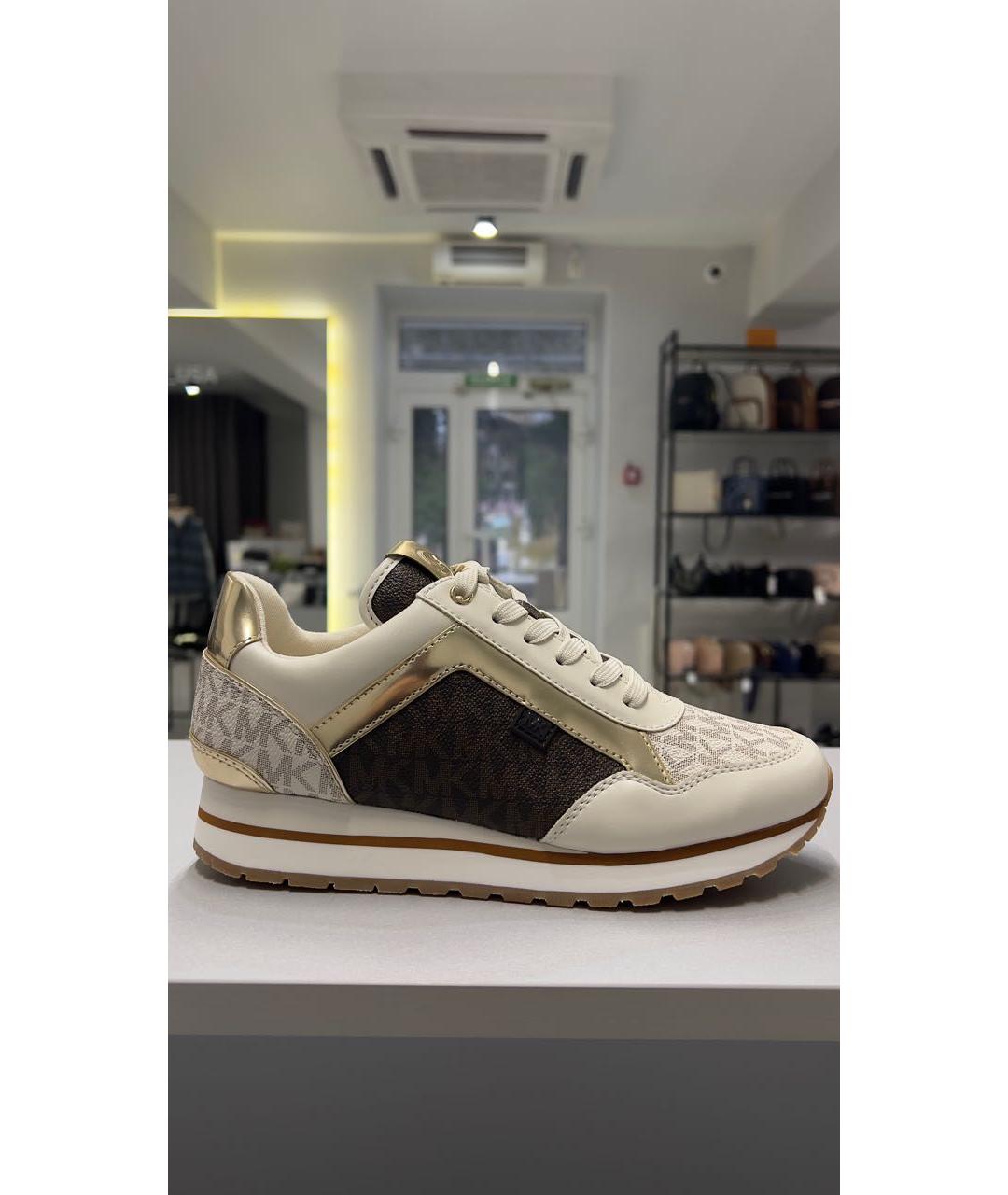 MICHAEL KORS Бежевые кожаные кроссовки, фото 5