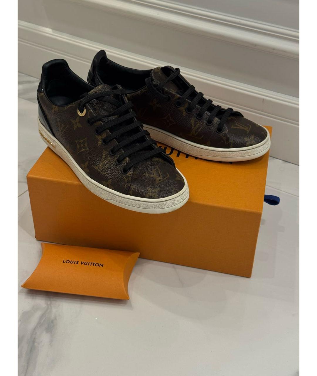 LOUIS VUITTON Коричневые кожаные кеды, фото 5