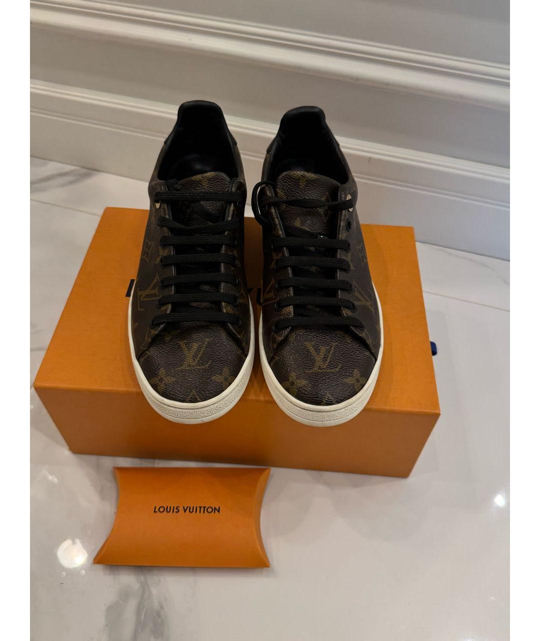 LOUIS VUITTON Коричневые кожаные кеды, фото 2