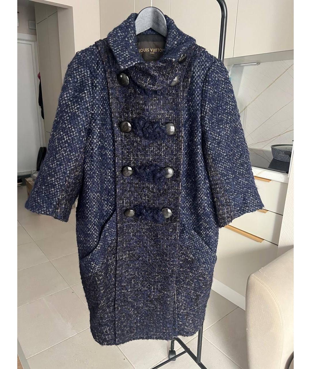 LOUIS VUITTON Синее шерстяное пальто, фото 4