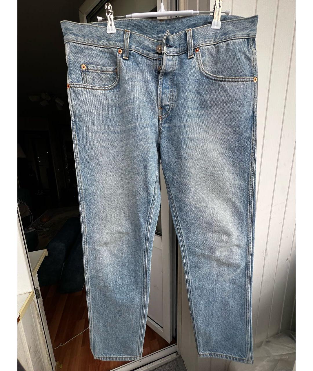 GUCCI Голубые хлопковые прямые джинсы, фото 9