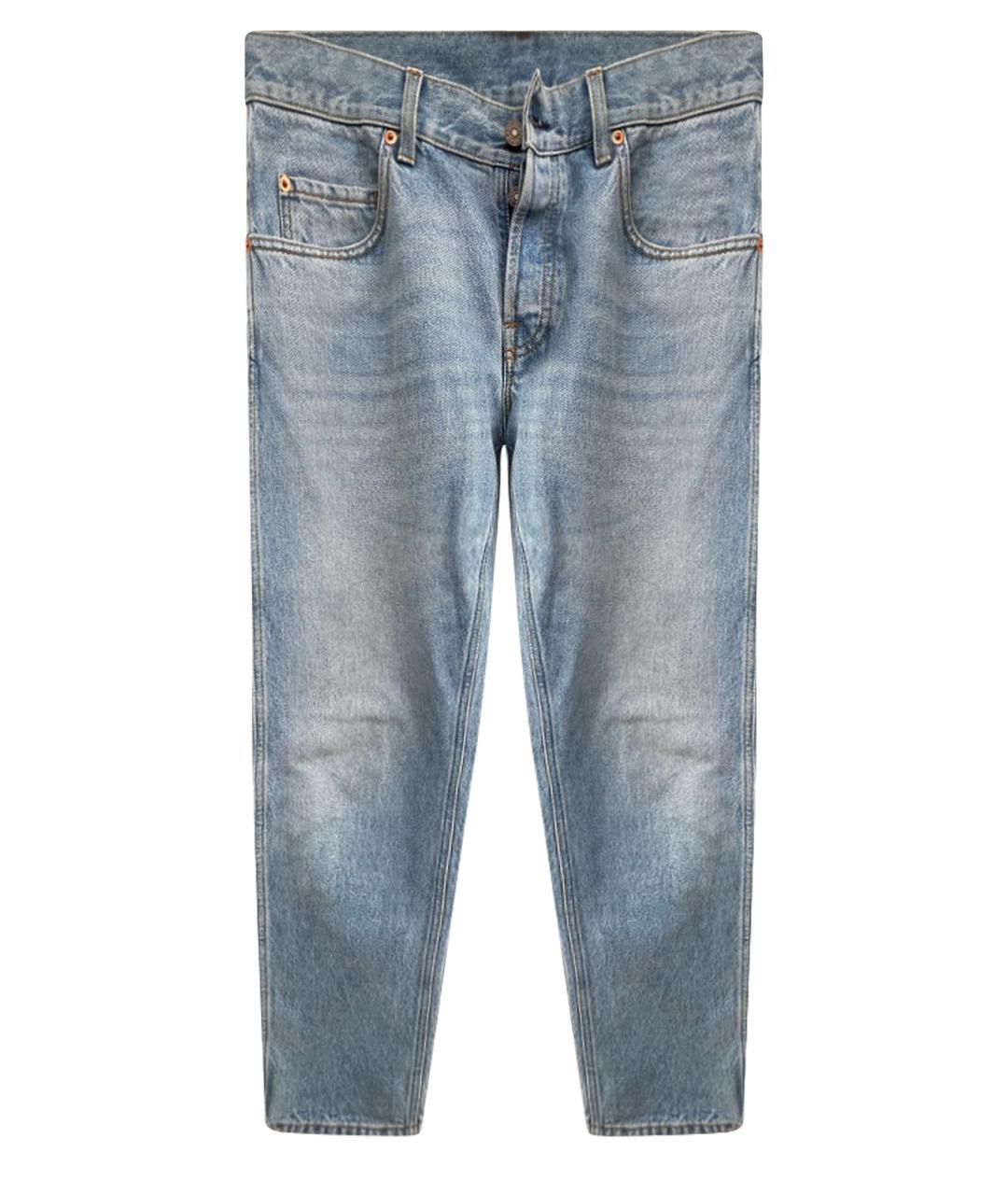 GUCCI Голубые хлопковые прямые джинсы, фото 1