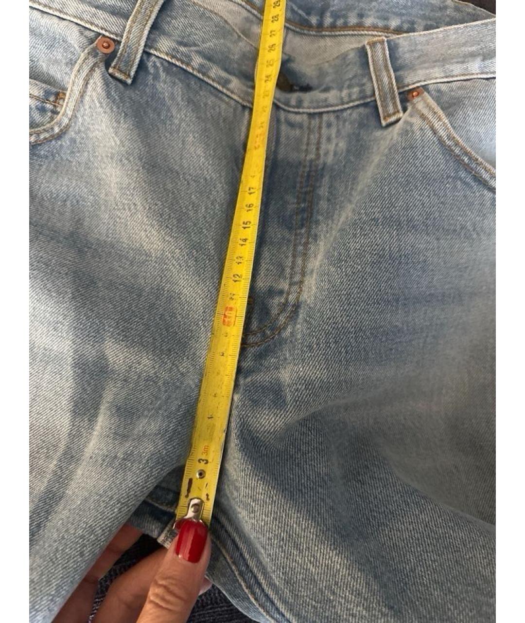 GUCCI Голубые хлопковые прямые джинсы, фото 7