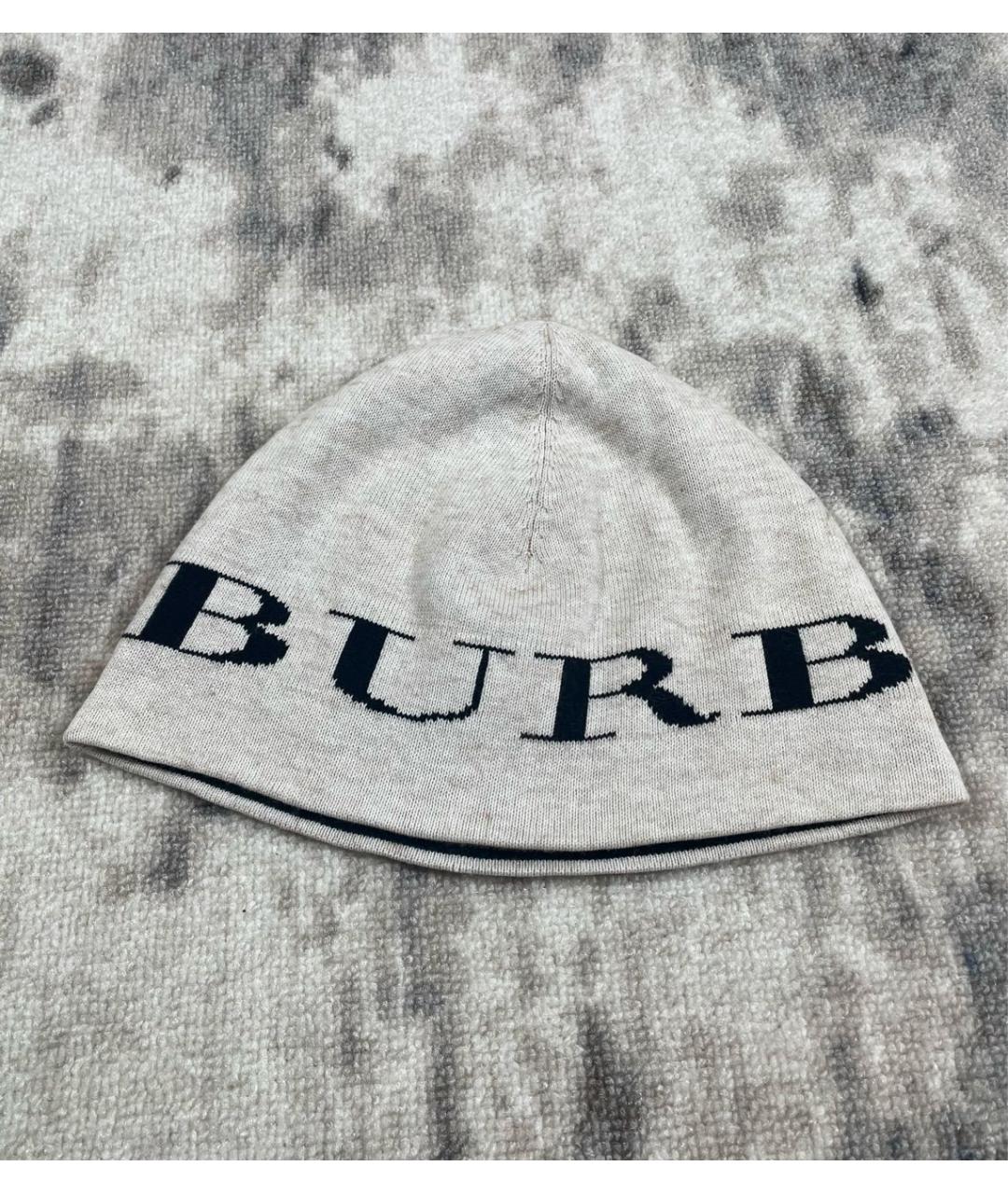 BURBERRY Серая хлопковая шапка, фото 5