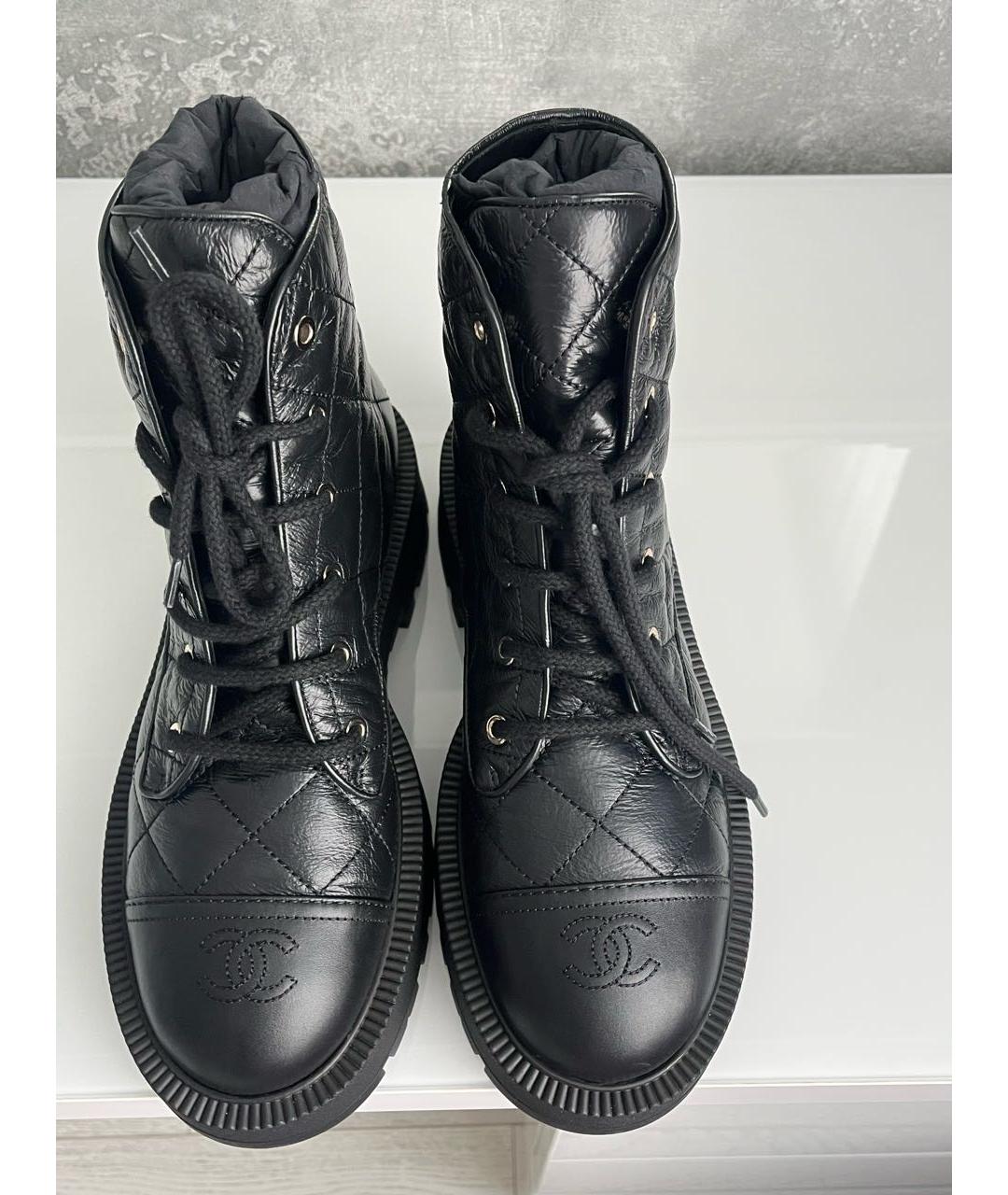 CHANEL Черные кожаные ботинки, фото 2