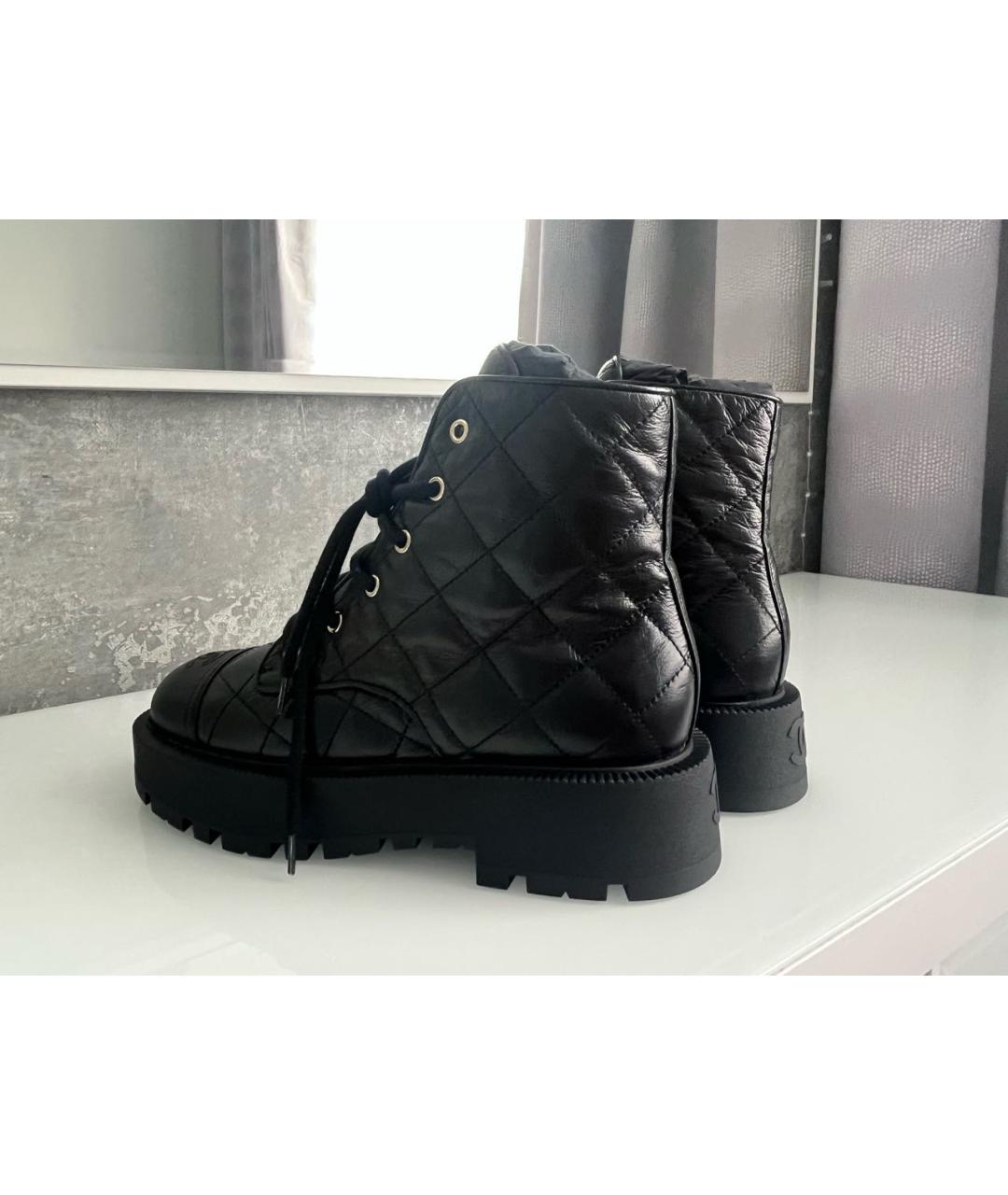CHANEL Черные кожаные ботинки, фото 3