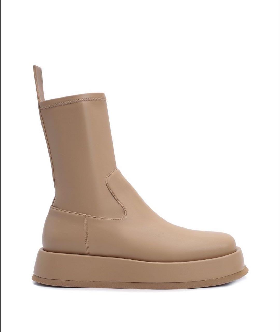 GIABORGHINI Бежевые кожаные ботинки, фото 1