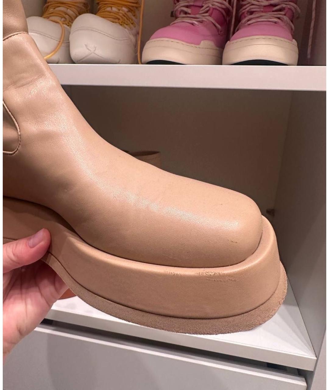 GIABORGHINI Бежевые кожаные ботинки, фото 4