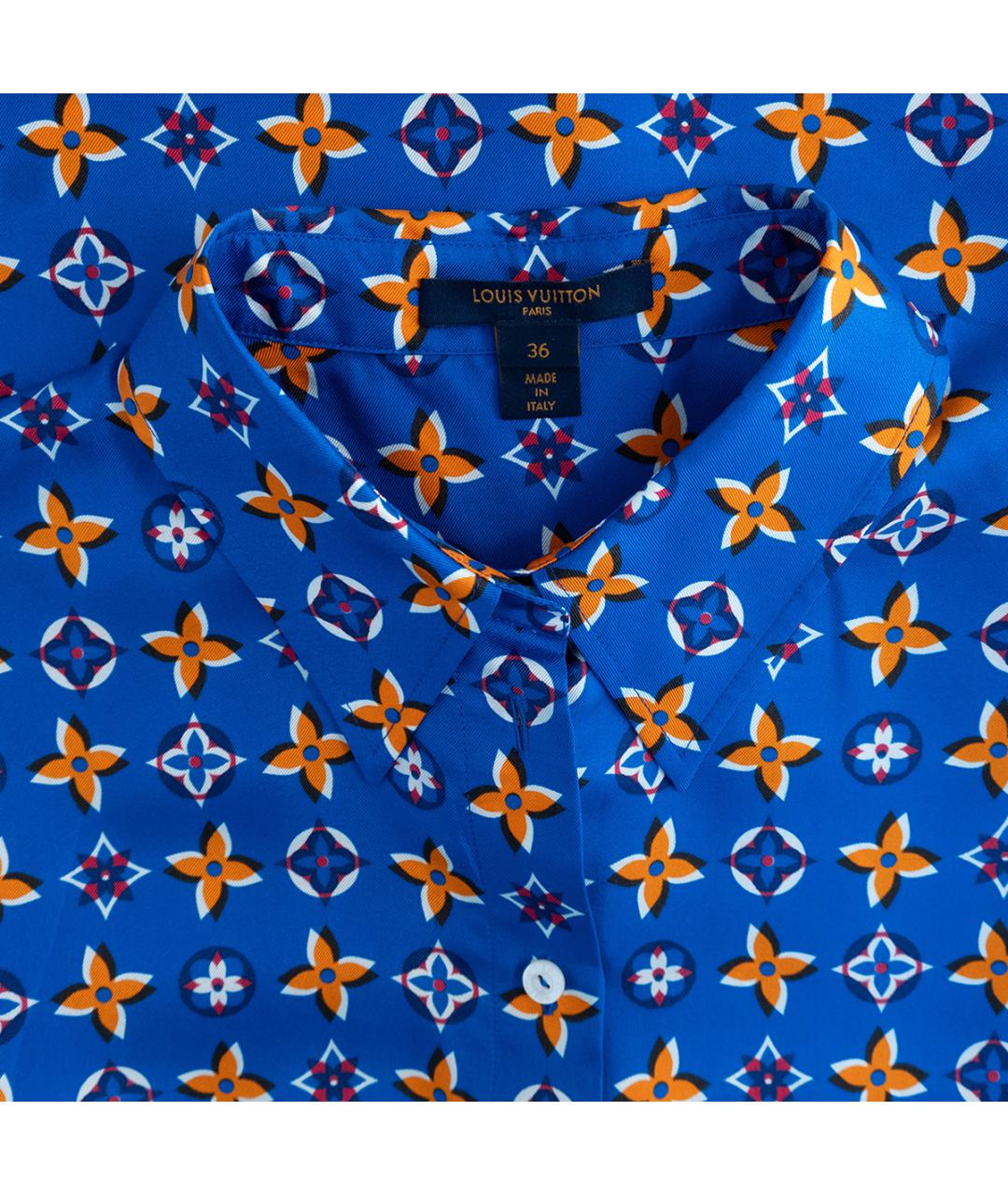 LOUIS VUITTON Синяя шелковая блузы, фото 3