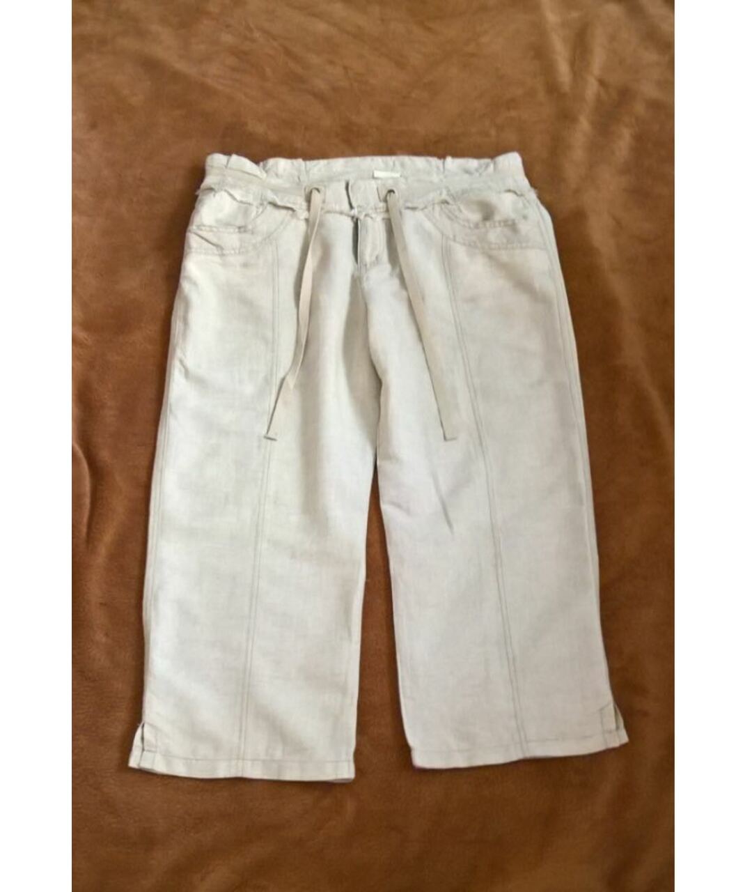 DKNY Бежевые льняные шорты, фото 5