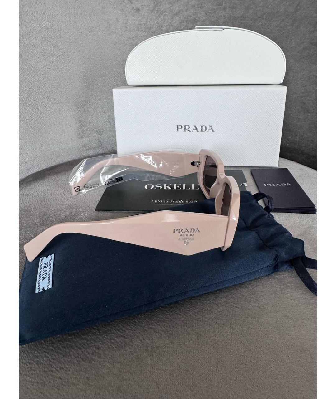 PRADA Бежевые пластиковые солнцезащитные очки, фото 2