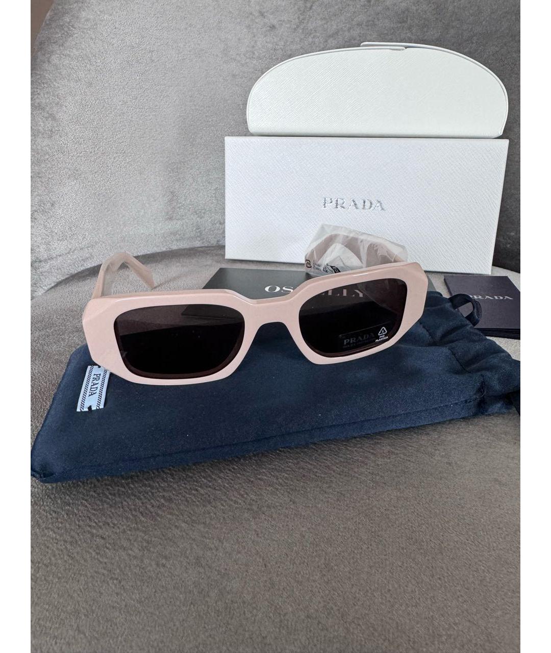 PRADA Бежевые пластиковые солнцезащитные очки, фото 5