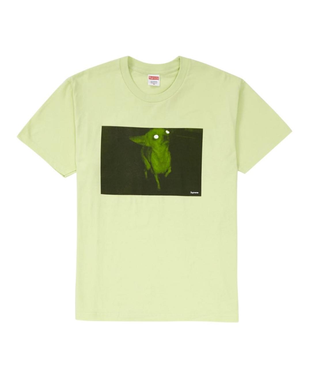 SUPREME Салатовая хлопковая футболка, фото 1